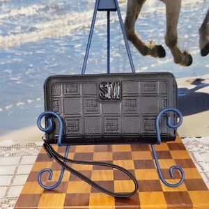 Black SM Embossed Wristlet Wallet